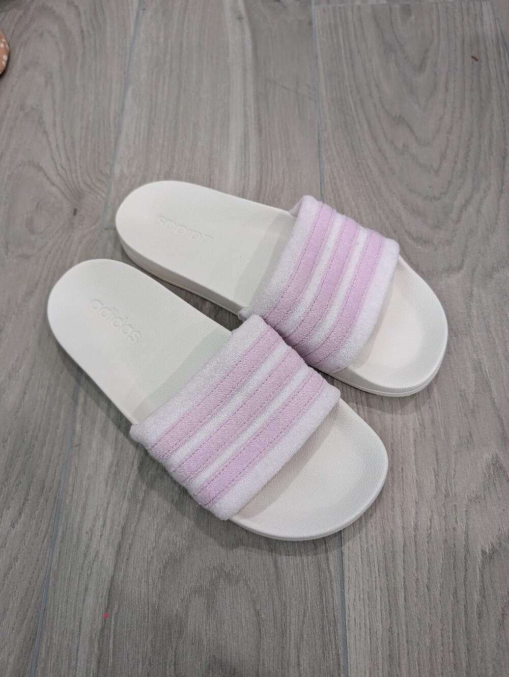 Adidas Purple & White Slide On Sandals Size 10